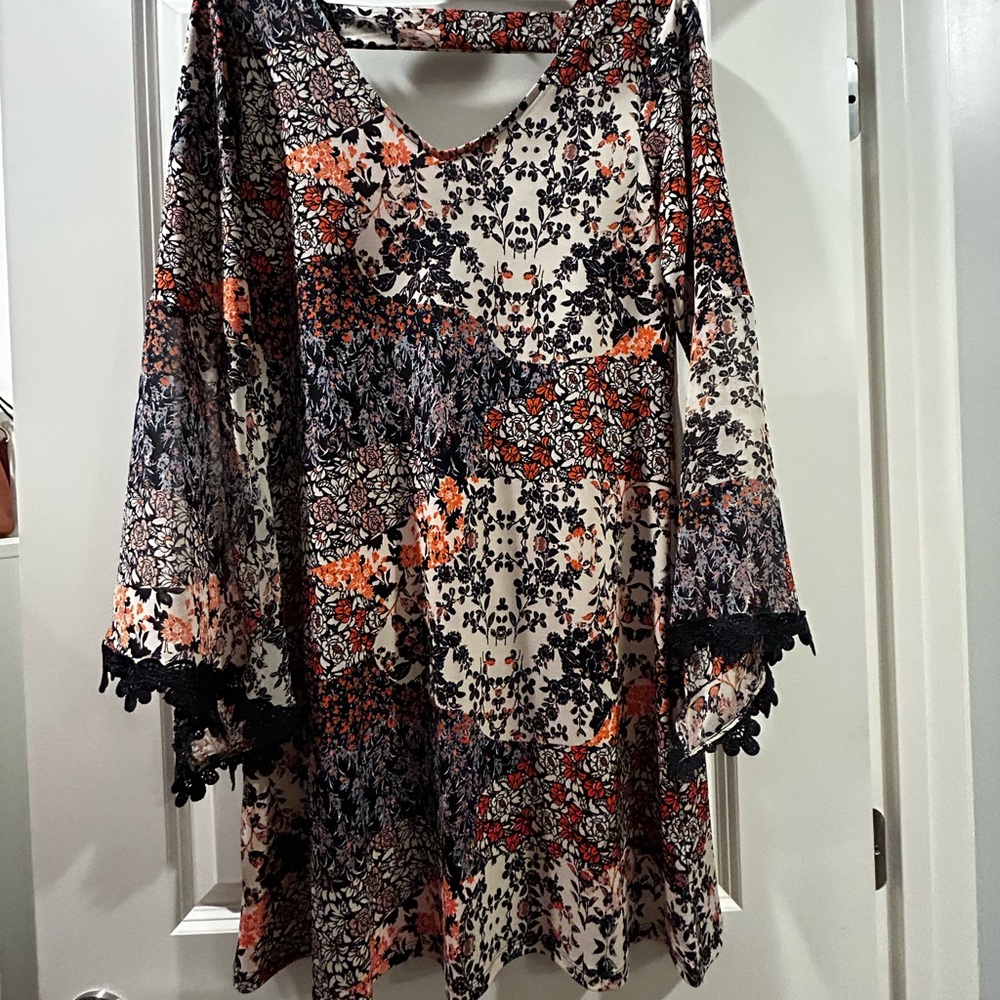 Floral Lace Trim Dress